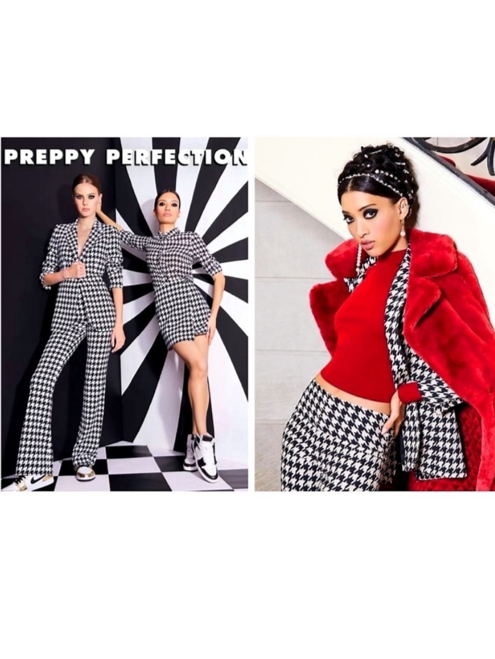 Alice + Olivia Breann Checkered Houndstooth Print Fitted Blazer Jacket size 0